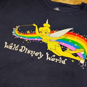 Disney Tinker Bell Navy Tee with Rainbow Women Size Large